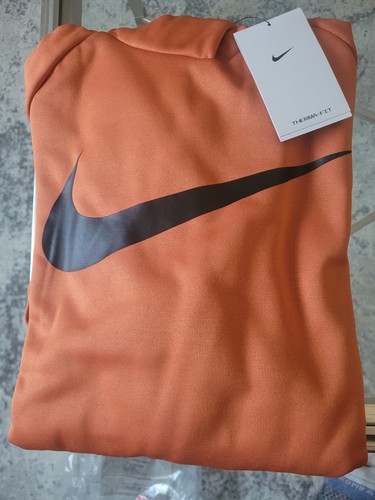 Mens Nike Therma Fit Swoosh Hoodie Orange/Black Size Large 