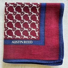 Vintage Handkerchief Dark Red Cotton Horse Geometric Lattice Pocket Square 17"