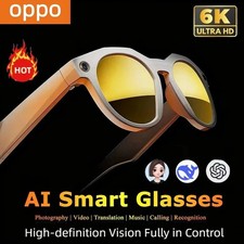 6K AI Smart Camera Glasses Bluetooth Call Translation Music Voice Assist Gym Gif