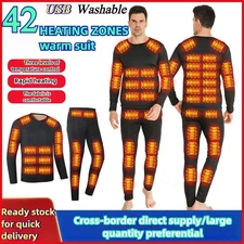 42 Areas Heated Suit Men Women Winter Ski Thermal Heating Underwear Jacket + Tro