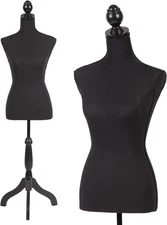 Female Mannequin Torso Dress Form Manikin Body with Wooden Tripod Base 