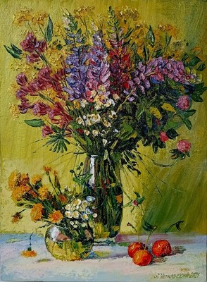 Flowers Impasto Painting Original Art Impression Oil Painting 20.2 x 15.1 in
