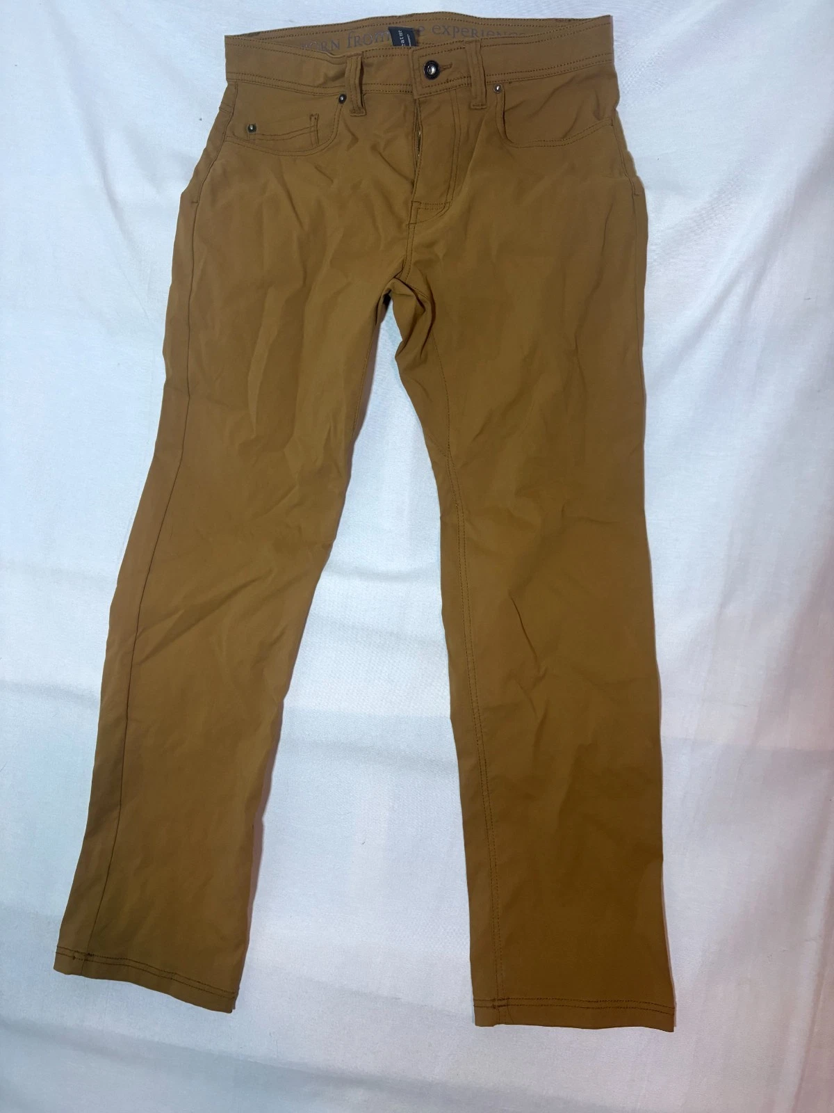 Prana Brion Pants Men's 32WX32L Slim Fit Straight Leg Outdoor Hiking Khaki Brown