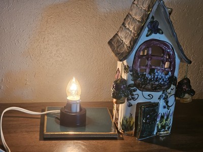 Blue Sky ClayWorks Ceramic House Hanging Baskets Tea Light Heather Goldminc base