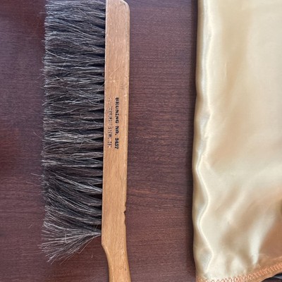 VTG BRUNING No. 3457 Drafting Brush 14  long Wood Handle 100% Horse Hair