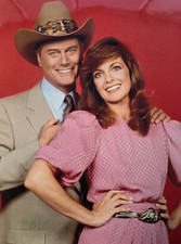 VINTAGE 8x10 COLOR PHOTO LARRY HAGMAN LINDA GRAY DALLAS CBS