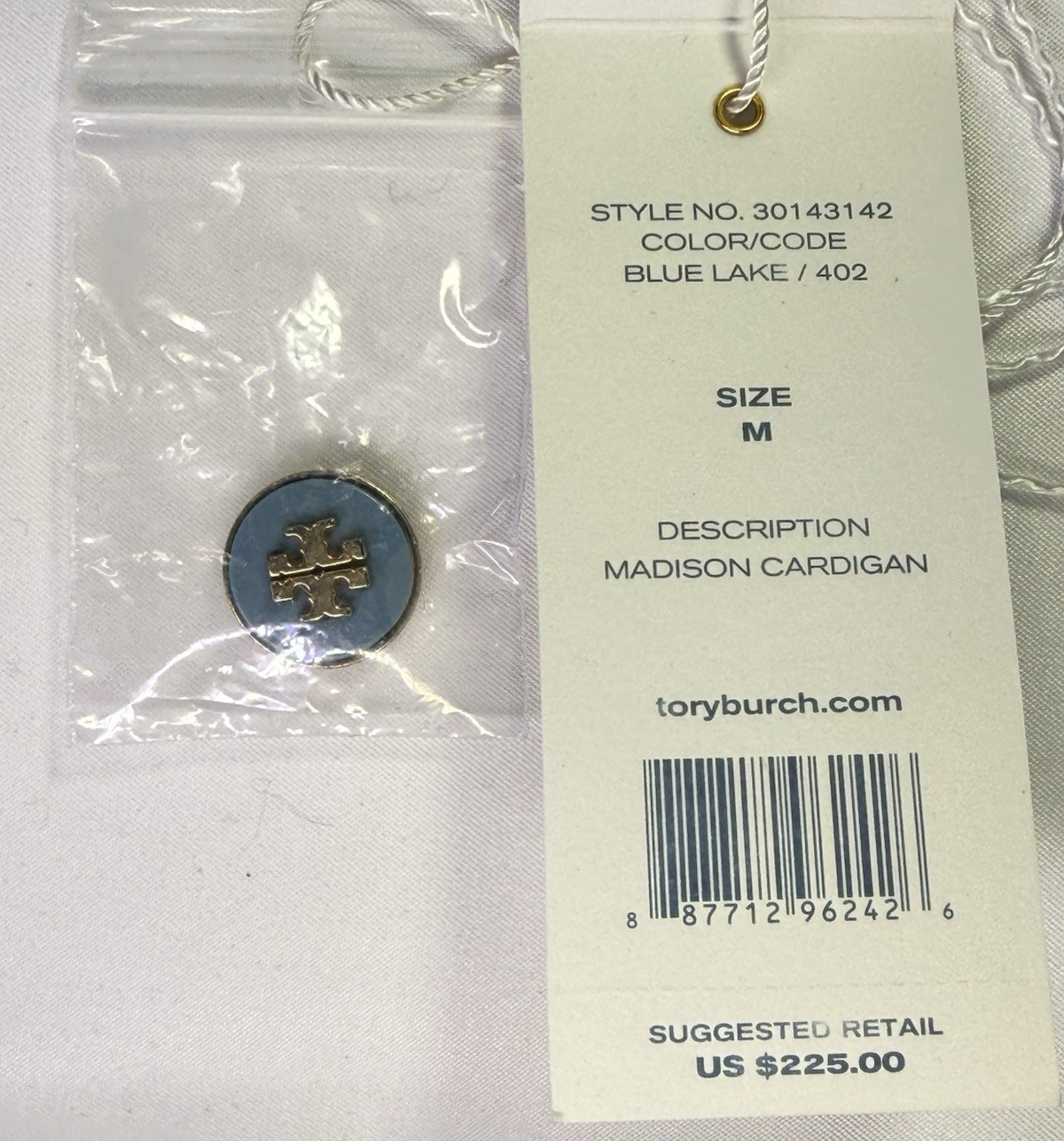 Tory Burch Logo Madison Cardigan Blue Lake Gold Tone Shank Button Replacement
