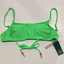 Women's Beaded Front-Tie Wrap Bralette Bikini Top - Wild Fable Green S 4-6 