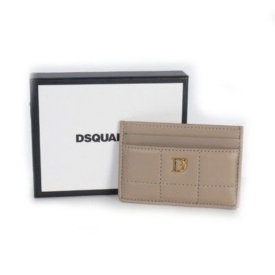 DSQUARED2 Card case Card holder Leather Beige with tags [Unused]