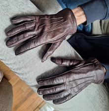 MENS BROWN LEATHER GLOVES SMALL