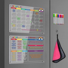 Acrylic Magnetic Planning Board for Fridge Rianbow Monthly  Weekly Planner 
