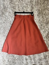 Vintage 70s Rust Orange A-Line Midi Skirt Polyester Knit High Waist 26  Small