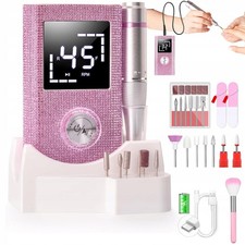 Trapano Unghie Rosa 45000 Giri/min Cordless Manicure Pedicure Trapano Usb Ricaricabile