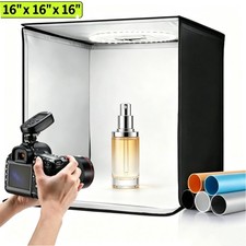 16" LED Photo Studio Light Box Folding Photography Shooting Tent Background Kit