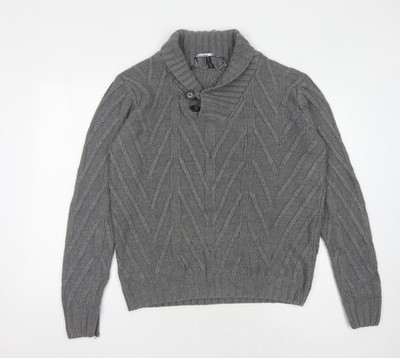 Piazza Italia Herren Pullover Grau XL Zopfmuster
