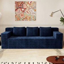 Corduroy L-Shaped Sectional Sofa, No Assembly, for Living Room, Bedroom