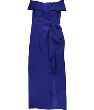 XSCAPE Womens Ruffle Gown Dress, Blue, 10