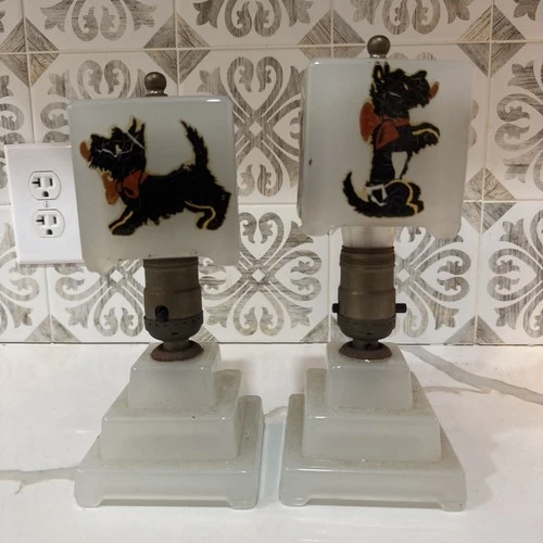 Vintage Houze Art Deco 1930's Lamps Scottie Dog Shade and aerolux neon bulb