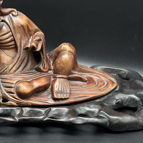 Asiatische Holzfigur Buddha Luohan Japan China Sammlung Nachlass zweiteilig asia - Bild 4 von 9