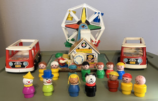 Vintage Fisher Price Toys Little People Musical Ferris Wheel Mini Van Bus 17 Lot