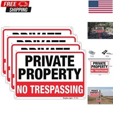 No Trespassing No Hunting Sign 4 Pack 10x14 Aluminum Private Property Warning