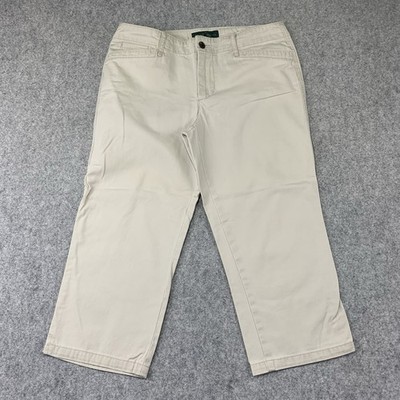 LRL Lauren Jeans Co Ralph Lauren Capri Pants Womens 8 Khaki Cotton Chino Cropped