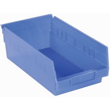 Akro-Mils 30130 Plastic Shelf Bin Nestable - 6-5/8"W x 11-5/8"D x 4"H Blue Lot