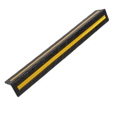 (Black)80cm Long Rubber Garage Wall Corner Guard Reflective Edge Protector