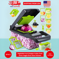 14In1 Vegetable Fruit Chopper Cutter Food Onion Veggie Dicer Slicer Kitchen
