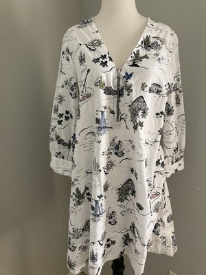 Zara Basic Babydoll  Retro Cotton Beach Ring Pull Dress Size M