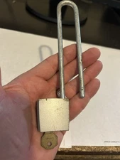 VINTAGE CORBIN LONG SHACKLE BICYCLE LOCK PADLOCK WITH KEY