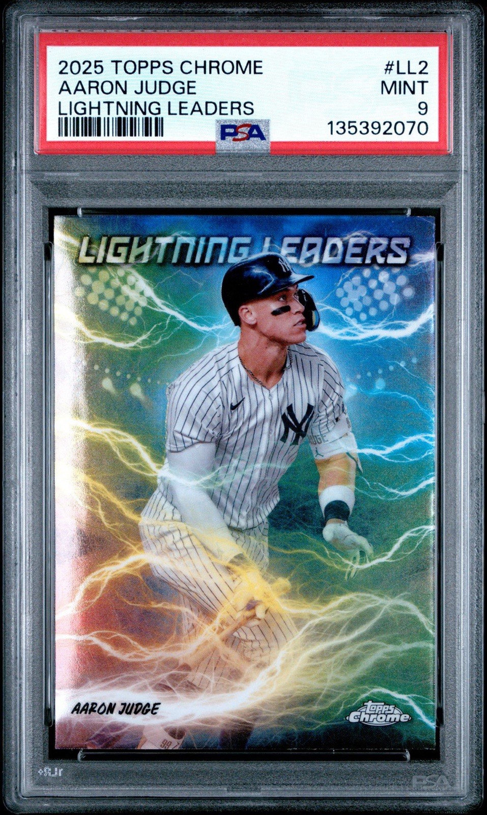 Aaron Judge 2025 Topps Chrome Lightning Leaders PSA 9 #LL-2 Yankees
