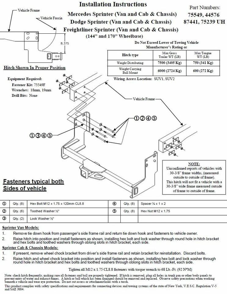 Enganche de remolque para Dodge Freightliner Mercedes-Benz Sprinter 2500 3500 07-25 Foto 4 de 4