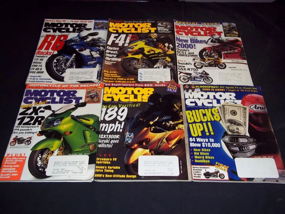 1999 MOTORCYCLIST MAGAZINE LOT OF 12 COMPLETE YEAR JAN-DEC - BIKES HOGS - PB671A Foto 2 de 3