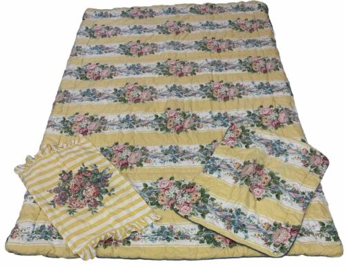 Vtg Croscill PRINCESS Twin Comforter Set 2 Pillow Shams Yellow Floral 3 PC 🔥 - Picture 10 of 10