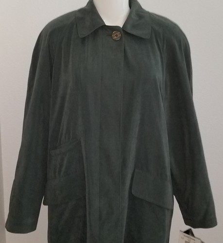 NWT Valerie Stevens Green Microfiber Coat Size 6 Zip Out Lining Retail $135 - Picture 2 of 10
