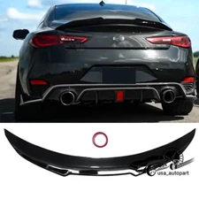 For 2017-22 Infiniti Q60 PSM Style High Kick Glossy Black Duckbill Trunk Spoiler