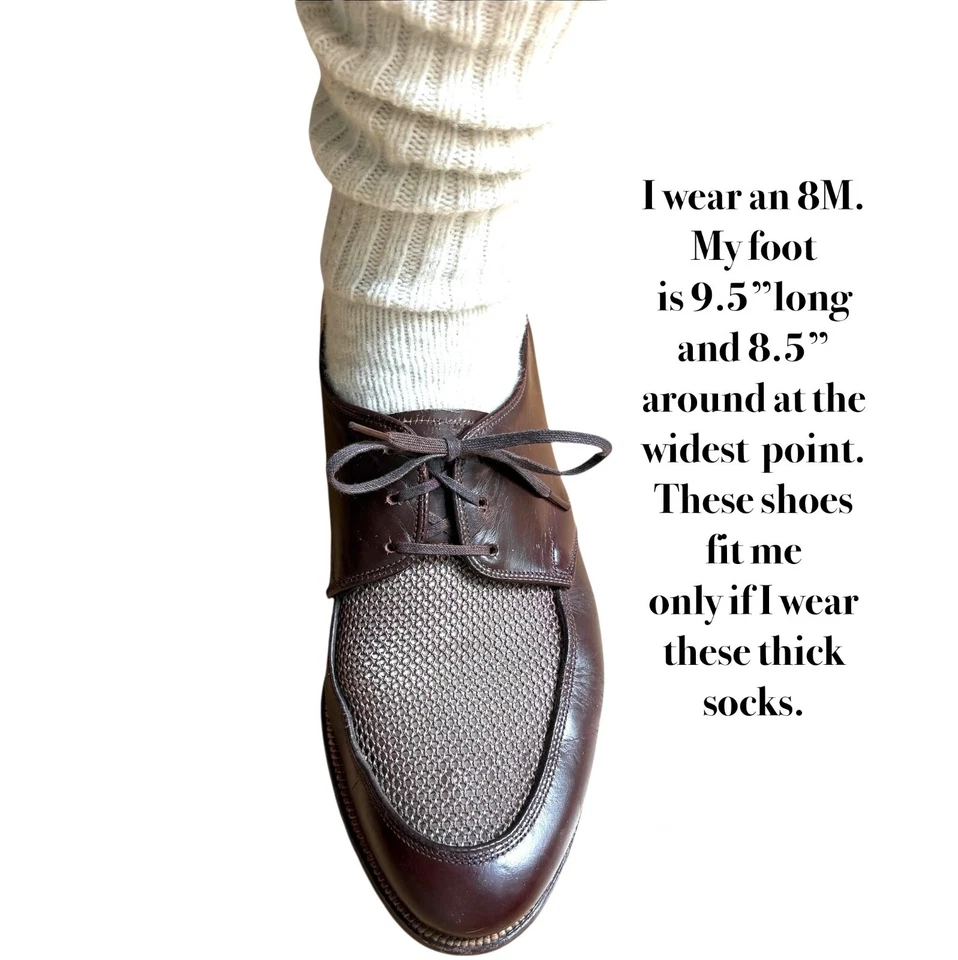 zapatos unisex M 7 / W8.5 vintage años 60 cuero almendra puntera red corbata Oxford dandy Foto 2 de 4