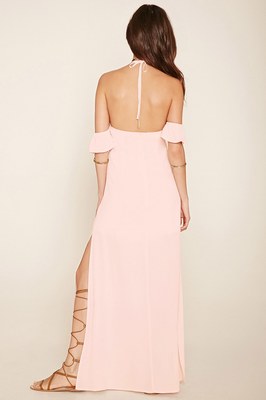 backless maxi dress forever 21 Forever 21 Blush Off-The-Shoulder Maxi Dress Small S