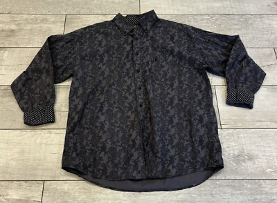 Panhandle Tuf Cooper Performance Black Paisley Mens Shirt L Flip Cuffs