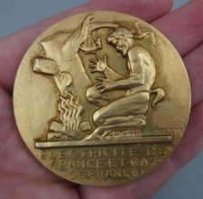 médaille en bronze doré EDF GDF par Dropsy french medal