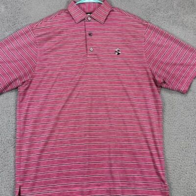 FootJoy FJ Polo Shirt Adult Large Pink Black Striped Golf Golfing