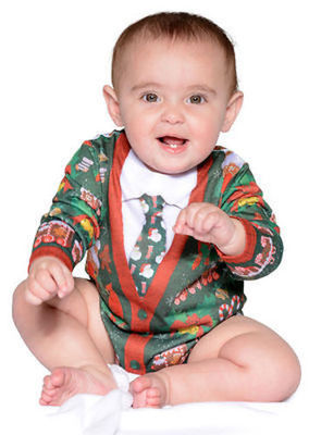 Faux Real Ugly Christmas Sweater Cardigan Infant Santa Holiday