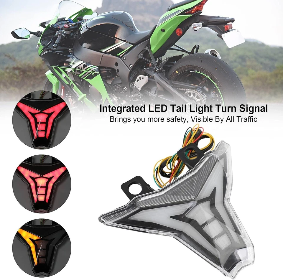 For Kawasaki Z400 2018-2023 Smoke Integrated LED Tail Brake Light Turn Signals - Image 4 of 4