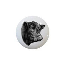 Black Angus Bull Design #01 Glossy CERAMIC Dresser Drawer PULLS Cabinet KNOBS