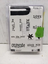2005 Stampin Up ALL ABOUT U 12pc RUBBER INK STAMP SET Words using U at the end