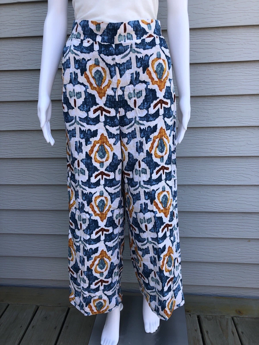 Christian Siriano NWT Women Multicolor Linen Wide Leg Pants