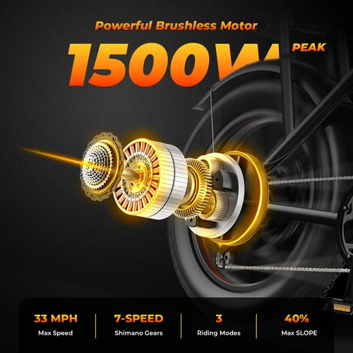 Megawheels Electric Bike 48V/15.6AH 20/33MPH Ebike 20" Tire Motobike for Adult - Picture 4 of 7