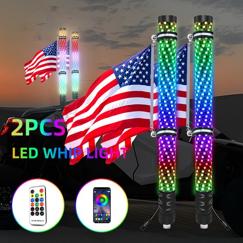 Light Spiral 2ft Whip Antenna w/Remote Flag for ATV Polaris RZR UTV APP Control - Bild 8 von 17