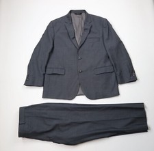 Jos A Bank Mens 46R Tailored Fit Wool 2 Piece Suit Wedding Sharkskin Gray 40x27
